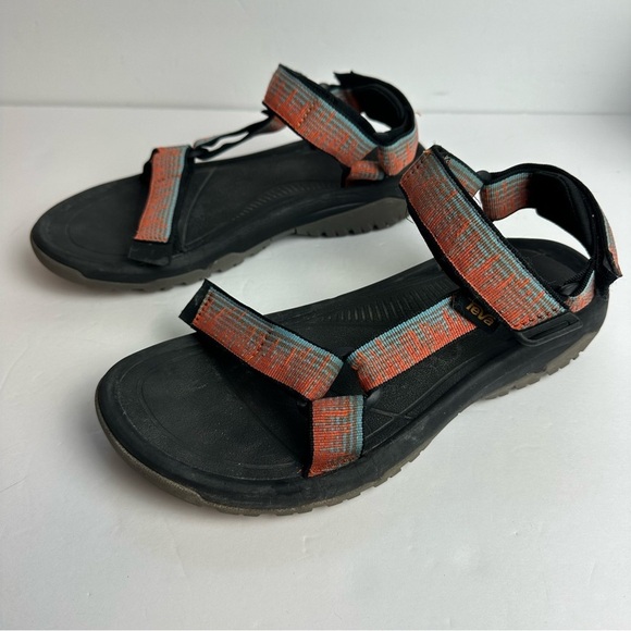 Teva Men's Hiking Sandals Size 8 Shoes Orange Blue Adjustable Outdoor Water Shoe - Picture 4 of 9
